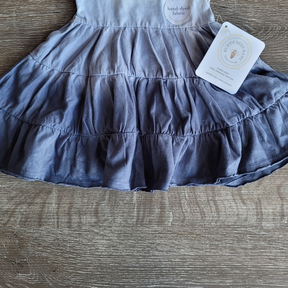 BURTS BEES Blue Smoke Hand Dyed Organic Cotton Dress Size 3-6M - Picture 5 of 7